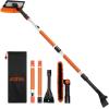 imageAstroAI 624quot Ice Scrapers for Car Windshield 3 in 1 Sturdy Snow Brush with Squeegee 10 Adjustable Length Settings Extendable Aluminum Handle 180 Pivoting Snow Brush for Car Truck SUVBlueorange