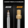imageAstroAI Brass Presta Valve Adapter Convert Presta to Schrader Valve Adaptor for Bikes Inflate Tire by Standard Pump or Air Compressor 4 Pack