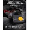 imageAstroAI Portable Car Jump Starter with Air Compressor 150PSI 1750A Car Jumper Starter Battery Pack with Cordless Tire Inflator 75 Gas50L Diesel 12V Jump Box Large LCD Display Lights1750AYellow