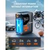 imageAstroAI Tire Inflator Portable Air Compressor Cordless UltraLightweight Car Tire Pump 150 PSI Bike Pump with LED Lights ampamp Digital Screen Air Pump for Cars Motorcycles EBikes BallsBlackRegularOrange