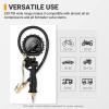 imageAstroAI Tire Pressure Gauge Tire Inflator Gauge 230 PSI Heavy Duty with 360 Rotatable Dial and Air Chuck Bike Presta Valve Adapter 4 Valve Caps Compatible with BicycleTruckSUVMotorcyleRV