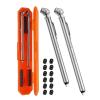 imageAstroAI Pencil Tire Pressure Gauge 2 Pack 1075PSI 10120PSI 2 Span Valve Caps with Case Stainless Steel Body and Metal Made Nozzle 3 Measurements for Cars Bikes Vehicles PickupsOrange
