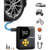 imageAstroAI Tire Inflator Portable Air Compressor Cordless UltraLightweight Car Tire Pump 150 PSI Bike Pump with LED Lights ampamp Digital Screen Air Pump for Cars Motorcycles EBikes BallsBlackRegularYellow