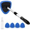 imageAstroAI Windshield Cleaner Tool Car Interior Detailing Cleaning Kit with Extendable Handle and 4 Reusable Microfiber Pads Auto Glass Wiper Brush Kit Cars Trucks SUVs Grayblue