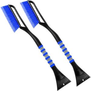 imageAstroAI 2 Pack 27quot Snow Brush and Ice Scrapers for Car Windshield Detachable Snow Scrapers with Ergonomic Foam Grip for Cars Trucks SUVs Heavy Duty ABS PVC Brush RedBlue