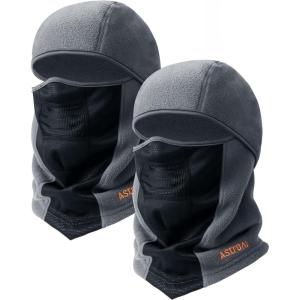 imageAstroAI 2 Pack Balaclava Ski Mask Winter Fleece Thermal Face Mask Cover for Men Women Warmer Windproof Breathable Cold Weather Gear for Skiing Outdoor Work Riding Motorcycle ampamp Snowboarding Gray