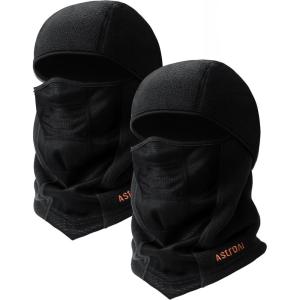 imageAstroAI 2 Pack Balaclava Ski Mask Winter Fleece Thermal Face Mask Cover for Men Women Warmer Windproof Breathable Cold Weather Gear for Skiing Outdoor Work Riding Motorcycle ampamp Snowboarding Black