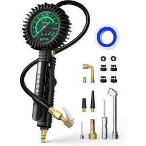 imageAstroAI 2025 Upgraded Tire Inflator with Pressure Gauge 230PSI  ANSI B401 Accurate Large 26quot Easy Read Glow Dial Extra Long Rubber Hose with 360 Air Chuck Compatible with CarsTrucksRV