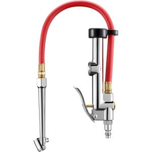 imageAstroAI 256 HeavyDuty Tire Pressure Gauge with Inflator Dual Head Chuck ANSI B401 Accurate Tire Inflator with Pressure Gauge 10120PSI Compatible with 14quot NPT Air Compressor