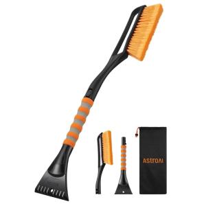 imageAstroAI 27quot Snow Brush and Ice Scrapers for Car Windshield Detachable Snow Scrapers with Ergonomic Foam Grip for Cars Trucks SUVs Heavy Duty ABS PVC Brush OrangeOrange