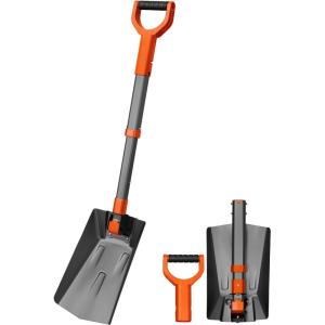 imageAstroAI 384quot Folding Snow Shovel for Car Extendable Snow Shovel with Thickened Aluminum Handle and Reinforced Iron Hinge Portable and Multifunctional for Cars Snowmobiles Camping and Mud GreyGray