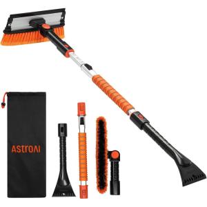 imageAstroAI 624quot Ice Scrapers for Car Windshield 3 in 1 Sturdy Snow Brush with Squeegee 10 Adjustable Length Settings Extendable Aluminum Handle 180 Pivoting Snow Brush for Car Truck SUVBlueorange