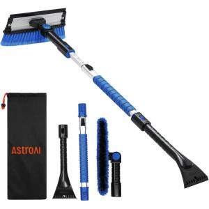 imageAstroAI 624quot Ice Scrapers for Car Windshield 3 in 1 Sturdy Snow Brush with Squeegee 10 Adjustable Length Settings Extendable Aluminum Handle 180 Pivoting Snow Brush for Car Truck SUVBlueblue