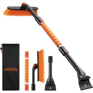 imageAstroAI 624quot Ice Scrapers for Car Windshield and Extendable Snow Brush with Foam Grip and 360 Pivoting Brush Head for Christmas Car Auto Truck SUVOrangeOrange
