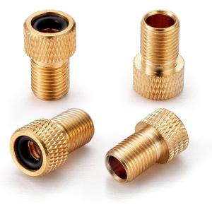imageAstroAI Brass Presta Valve Adapter Convert Presta to Schrader Valve Adaptor for Bikes Inflate Tire by Standard Pump or Air Compressor 4 Pack