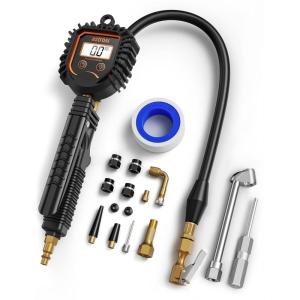 imageAstroAI Digital Tire Inflator with Pressure Gauge 250PSI Air Chuck and Compressor Accessories Heavy Duty Tire Pressure Gauge Compatible with BicycleTruckSUVMotorcyleRVwhite