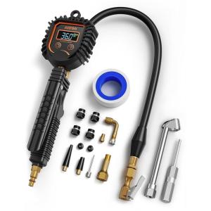 imageAstroAI Digital Tire Inflator with Pressure Gauge 250PSI Air Chuck and Compressor Accessories Heavy Duty Tire Pressure Gauge Compatible with BicycleTruckSUVMotorcyleRVblack