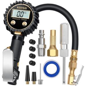 imageAstroAI Digital Tire Pressure Gauge with Inflator3250 PSI 01 for Display Resolution Heavy Duty Air Chuck and Compressor Accessories with Rubber Hose and Quick Connect Coupler Bluewhite