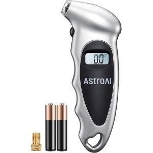 imageAstroAI Digital Tire Pressure Gauge with Replaceable AAA Battery 150 PSI 4 Settings Stocking Stuffers for Car Truck Bicycle Backlit LCD NonSlip Grip Car Accessories BrownSilver