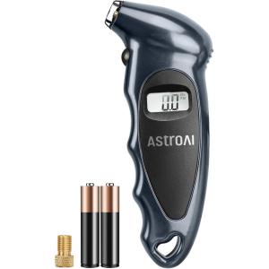 imageAstroAI Digital Tire Pressure Gauge with Replaceable AAA Battery 150 PSI 4 Settings Stocking Stuffers for Car Truck Bicycle Backlit LCD NonSlip Grip Car Accessories BrownGray