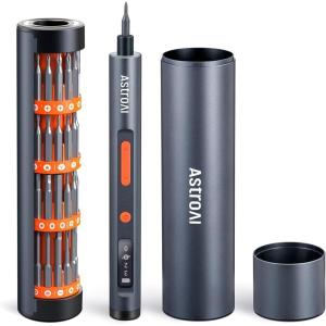imageAstroAI ES60 37V Mini Electric Screwdriver 63in1 Electric Screwdriver Cordless Set with 60 Magnetic Bits Rotatable Magnetic Storage Repair Tool Kit for Phone Camera Laptop WatchOrange