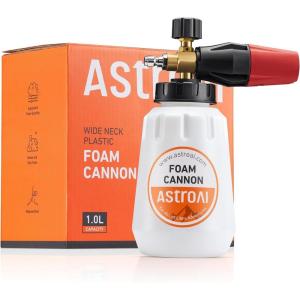 imageAstroAI Foam Cannon Heavy Duty Car Foam Blaster Wide Metal Neck Bottle Adjustable Snow Foam Lance for Pressure Washer with 14quot Quick Connector and 15 L Bottlenot Used with Garden HoseWithout 5 Nozzles