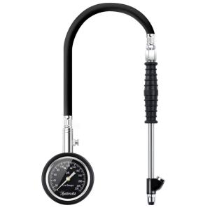 imageAstroAI Heavy Duty RV Tire Pressure Gauge 230 PSI Certified ANSI B401 Accurate with Large 25quot Easy Read Glow Dial Dual Head Stainless Steel Made for Car Truck Motorcycle