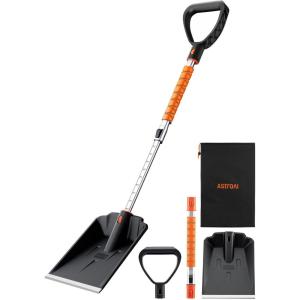 imageAstroAI Lightweight Snow Shovel for Car Extendable Snow Shovel with Thickened Aluminum Handle and Blade Portable and Multifunctional for Cars Snowmobiles Camping and EmergencyOrange Black