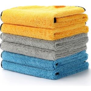 imageAstroAI Microfiber Towels for Cars 6Pack Absorbent and Reusable Microfiber Cleaning Cloth for CarDomestic Cleaning Yellow Blue Gray 16quot x 16quot