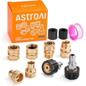 imageAstroAI Pressure Washer Quick Connect Kit M22 14mm Swivel 38 ampamp 34quot Quick Disconnect Adapters for Enhanced Flexibility