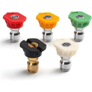 imageAstroAI Pressure Washer Spray Nozzle Tips 5Pack5 Cleaning Angles 14 Quick Connector 25 GPM Nozzle Size Fit Most Pressure Washers