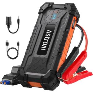 imageAstroAI S8 Ultra 4000A Jump Starter 24000mAh Car StarterAll Gas Up to 12L Diesel Engine 12V Auto Battery Booster Pack Jump Box with USB Quick Charge and DCType C Port LED Light Jumper CableOrange