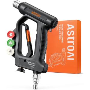 imageAstroAI Short Pressure Washer Gun with Swivel  High Pressure Washer with 4 Nozzles and 38 Swivel Quick Connector Plug  4060PSI Max and Compatible with Hose Foam Cannon Car Wash Foam Gun BlackBlack