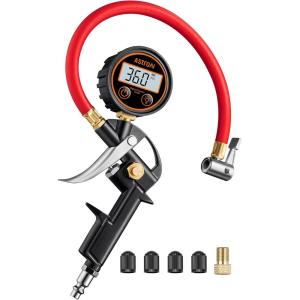 imageAstroAI T1 Digital Tire Pressure Gauge with Inflator 3250 PSI Air Chuck with Pressure Gauge Heavy Duty with Quick Connect Coupler Calibrated to ANSI B407 Grade 2ARed