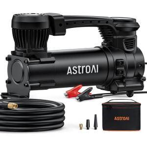 imageAstroAI T4 HeavyDuty Air Compressor Auto Shutoff 12V Portable Air Pump with 197CFM 120PSI Digital Car Tire Inflator with Alligator Clips LED Light for Pickup Truck SUV RV for Up to 33 Inch TiresWhite