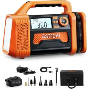 imageAstroAI TC3 Air Compressor Portable Tire Inflator Offroad Air Compressor for Truck 150PSI with Digital Display Air Pump for Car Heavy Duty for 4x4 Vehicle RV SUV Car Accessories YellowOrange