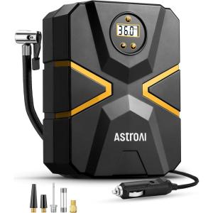 imageAstroAI Tyre Inflator Air Compressor 12V DC Digital Car Tyre Pump 150 PSI Preset Tyre Pressure ampamp Auto Shutoff Electric Air Pump for Car Tyres Bicycles Other InflatablesBlackyellow