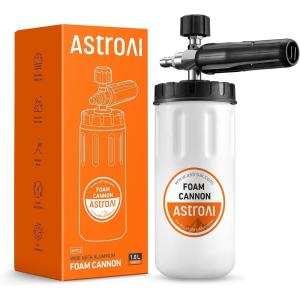 imageAstroAI Wide Neck Foam Cannon with 14 Inch Quick Connector Plug to Pressure Washer 10mm Orifice1 Liter Capacity Orange LableOrange Label