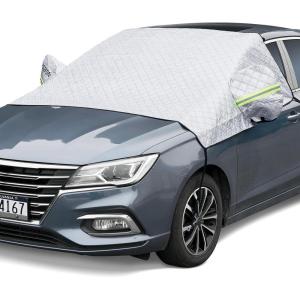 imageAstroAI Windshield Snow Cover Windshield Cover for Ice and Snow 4Layer Protection for Snow Ice UV Frost Wiper ampamp Mirror Covers Windproof Sunshade Cover for Cars Sedans and Compact SUVs MiddleGlacier Silver