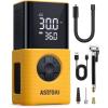 imageAstroAI Tire Inflator L7S Portable Air Compressor Cordless Bike Air Pump with Digital Dual Values Display 150 PSI Car Tires Pump with LED Lights Air Pump for Auto Motorcycles Bikes BallsYellow