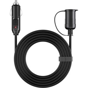 imageAstroAI 12Ft12V Cigarette Lighter Extension Cord Male to Female Socket 120W15A Heavy Duty Extension Cord Compatible with Air Compressor Mini Fridge Car Vacuum