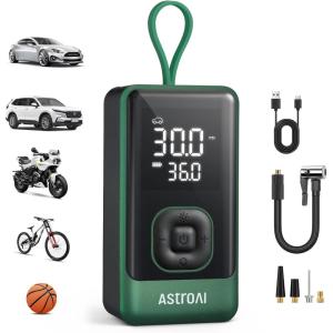 imageAstroAI L7 Air Tire Inflator Portable Air Compressor 150PSI Electric Cordless Bike Pump with Fast 1min Inflation Auto Shutoff LED Light  Rechargeable for Car SUV Motorcycle Bike Tires YellowGreen