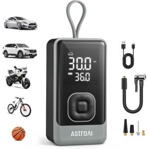 imageAstroAI L7 Air Tire Inflator Portable Air Compressor 150PSI Electric Cordless Bike Pump with Fast 1min Inflation Auto Shutoff LED Light  Rechargeable for Car SUV Motorcycle Bike Tires YellowGrey