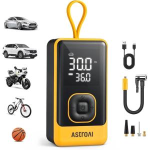 imageAstroAI L7 Air Tire Inflator Portable Air Compressor 150PSI Electric Cordless Bike Pump with Fast 1min Inflation Auto Shutoff LED Light  Rechargeable for Car SUV Motorcycle Bike Tires YellowYellow