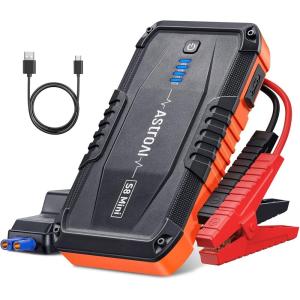 imageAstroAI S8 Mini Car Battery Jump Starter 12V Portable Car Starter for Up to 60L Gas30L Diesel Engine Auto Battery Booster Pack Lithium Jump Box with Jumper Cables ampamp LED Light OrangeOrange